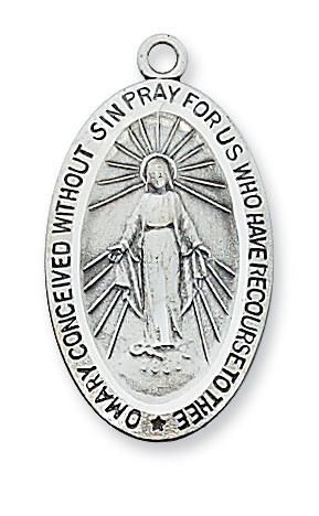 Sterling Silver Miraculous Medal 1 1/16" - Unique Catholic Gifts