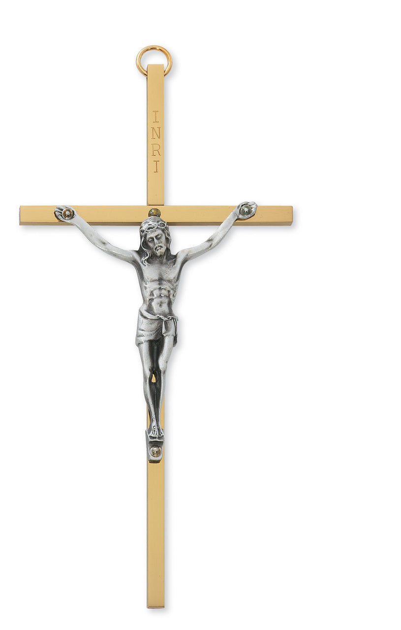 (80-95) 6" Brass Crucifix - Unique Catholic Gifts