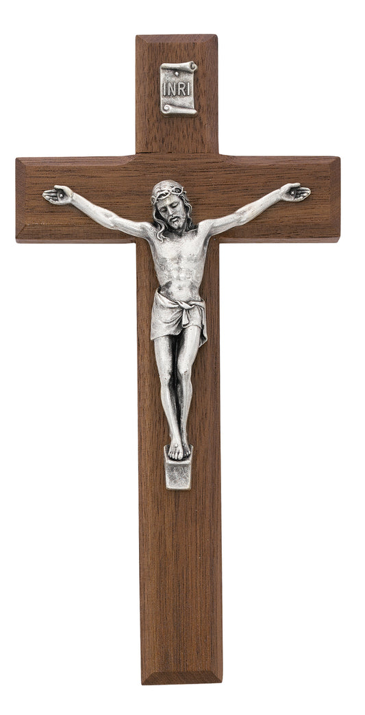 (79-70) 8" Beveled Walnut/silver Cfx - Unique Catholic Gifts