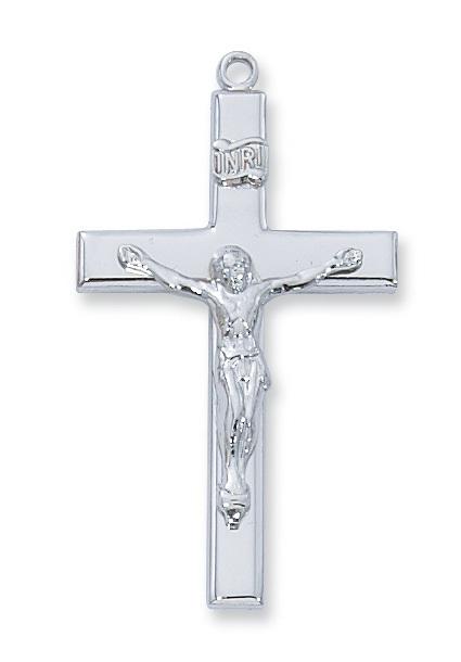 Sterling Silver Crucifix (1 1/2") on 24" chain - Unique Catholic Gifts