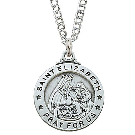 (L600ez) Sterling Silver St Elizabeth 20" Chain & Box - Unique Catholic Gifts