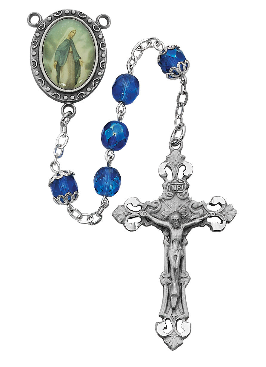 (R015df) 7mm Blue Ol Grace Rosary - Unique Catholic Gifts