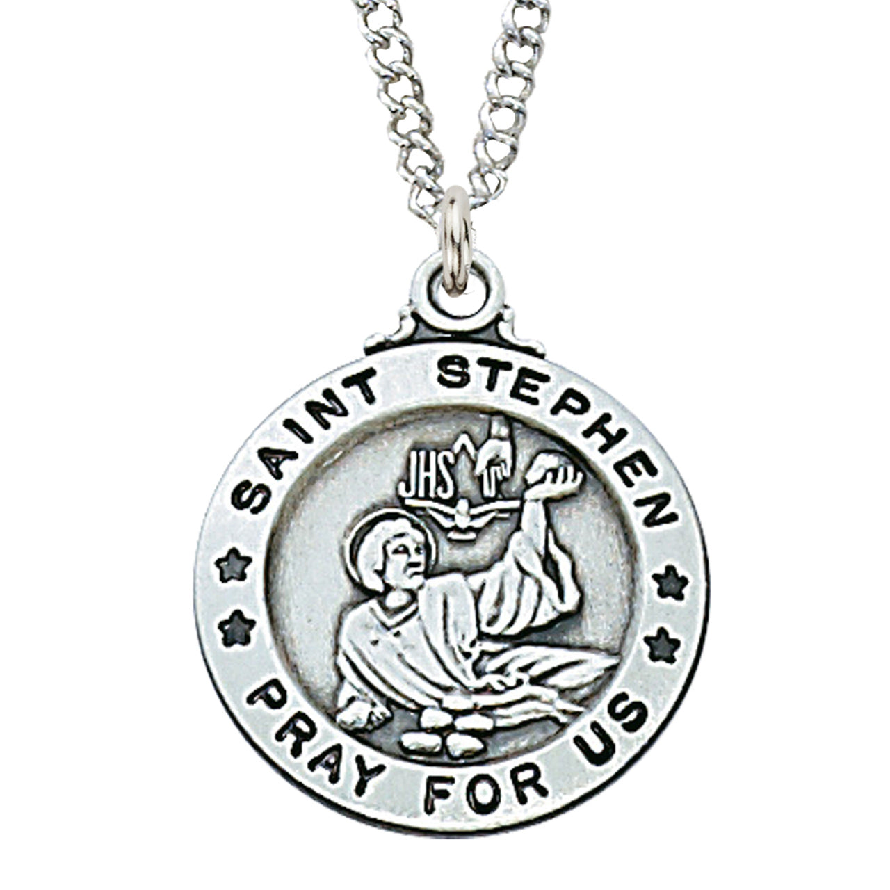 St Stephen Medal Sterling Silver 3/4" - Unique Catholic Gifts