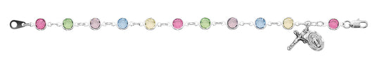 (Br225) 7 1/2" Multi Crystal Bracelet - Unique Catholic Gifts