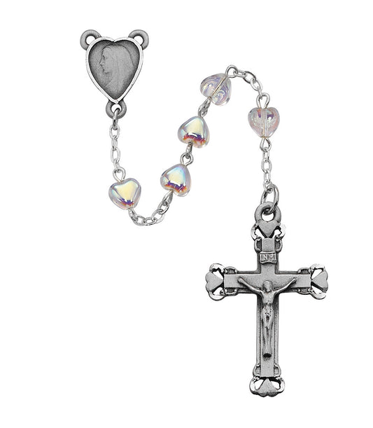 (921df) 6x6mm Crystal Heart Rosary - Unique Catholic Gifts