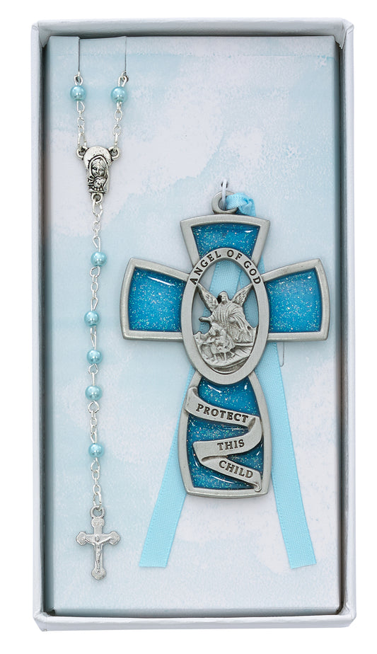 (Bs9) Blue Guardian Angel/rsry Set - Unique Catholic Gifts