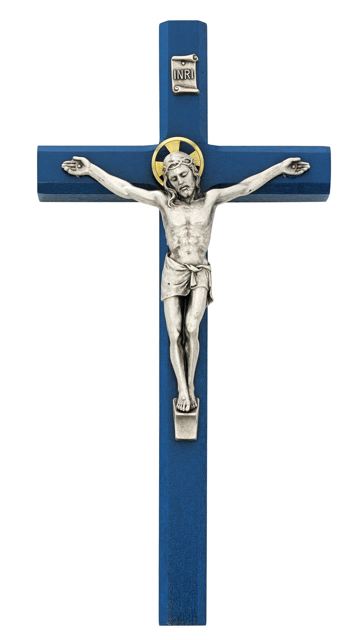 (80-187) 10" Blue Ei-8 Crucifix - Unique Catholic Gifts