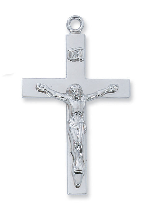 (L8080)  Sterling Silver Lords Prayer Crucifix 24" Chain and Box - Unique Catholic Gifts