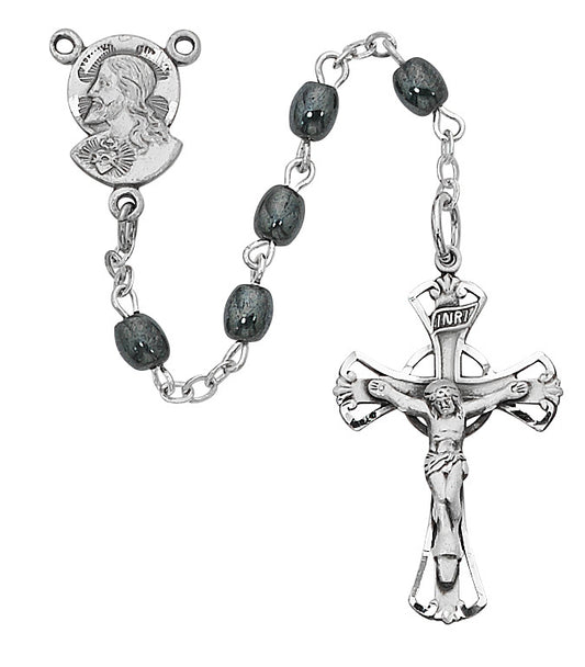 (782sg) Oval Hematite Rosary, 4mm - Unique Catholic Gifts