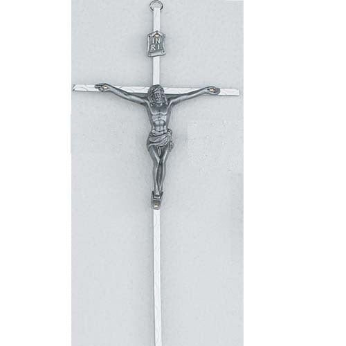 (C510sh-148s) 10 Hammered Silver Crucifix" - Unique Catholic Gifts