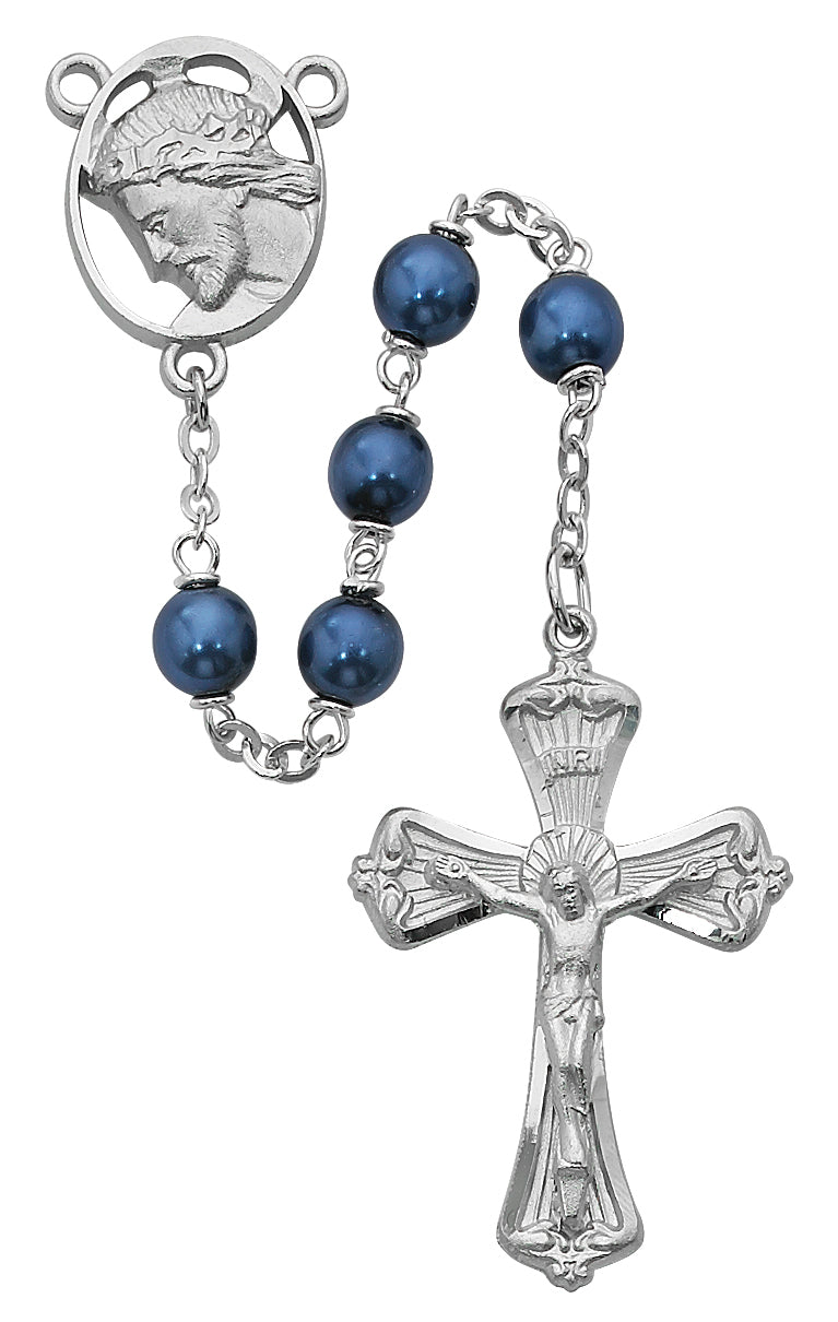 (R280rf) 7mm Blue Metallic Rosary - Unique Catholic Gifts