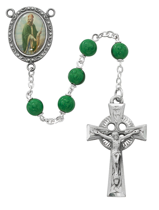 (R206df) 7mm Green St. Patrick Rosary - Unique Catholic Gifts