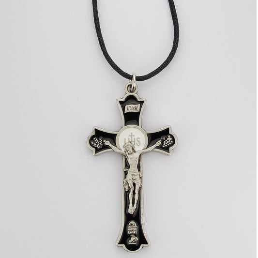 (Rc9156-bkc) 2" Black Rhodium Mass Crucifix - Unique Catholic Gifts