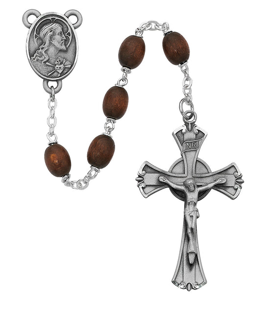 (600df) 6x8mm Brown Wood Rosary - Unique Catholic Gifts