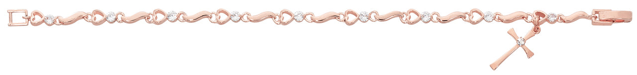 (Br891) Imm Rose Gold Heart & Cross - Unique Catholic Gifts