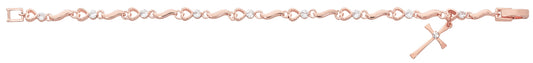 (Br891) Imm Rose Gold Heart & Cross - Unique Catholic Gifts