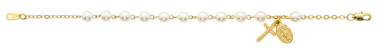 (Br753) Gp Pearl Rosary Bracelet, Boxed - Unique Catholic Gifts