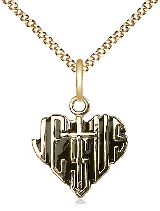 14kt Gold Filled Heart of Jesus w/Cross Pendant on a Gold Filled Chain - Unique Catholic Gifts