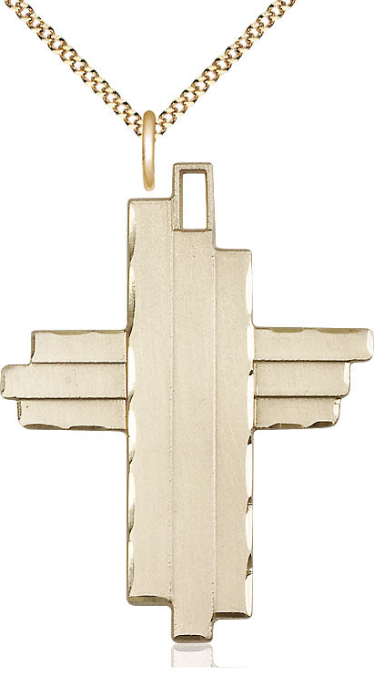 14kt Gold Filled Cross Pendant on a Gold Plate Curb Chain - Unique Catholic Gifts