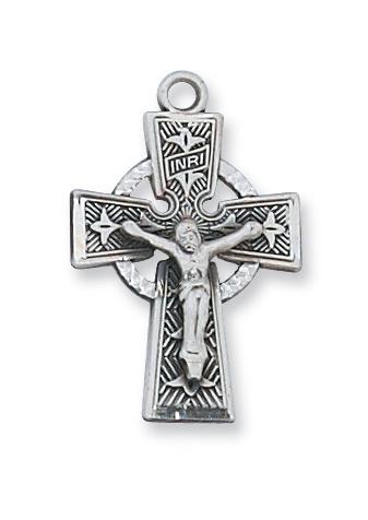 Sterling Silver Celtic Crucifix (5/8') on 18 inch Chain - Unique Catholic Gifts