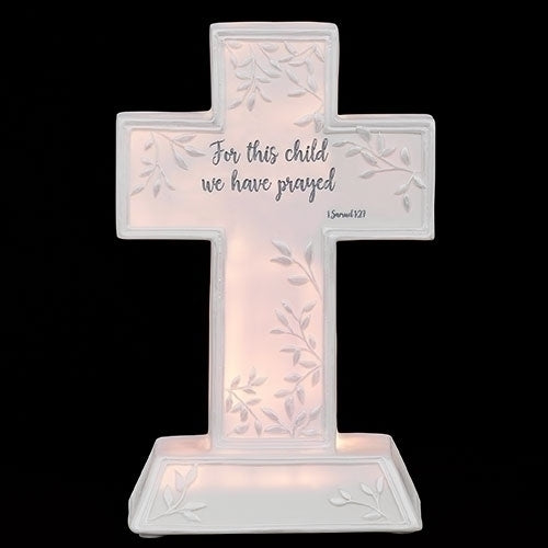 "For This Child We Prayed" Cross Night Light 7" - Unique Catholic Gifts