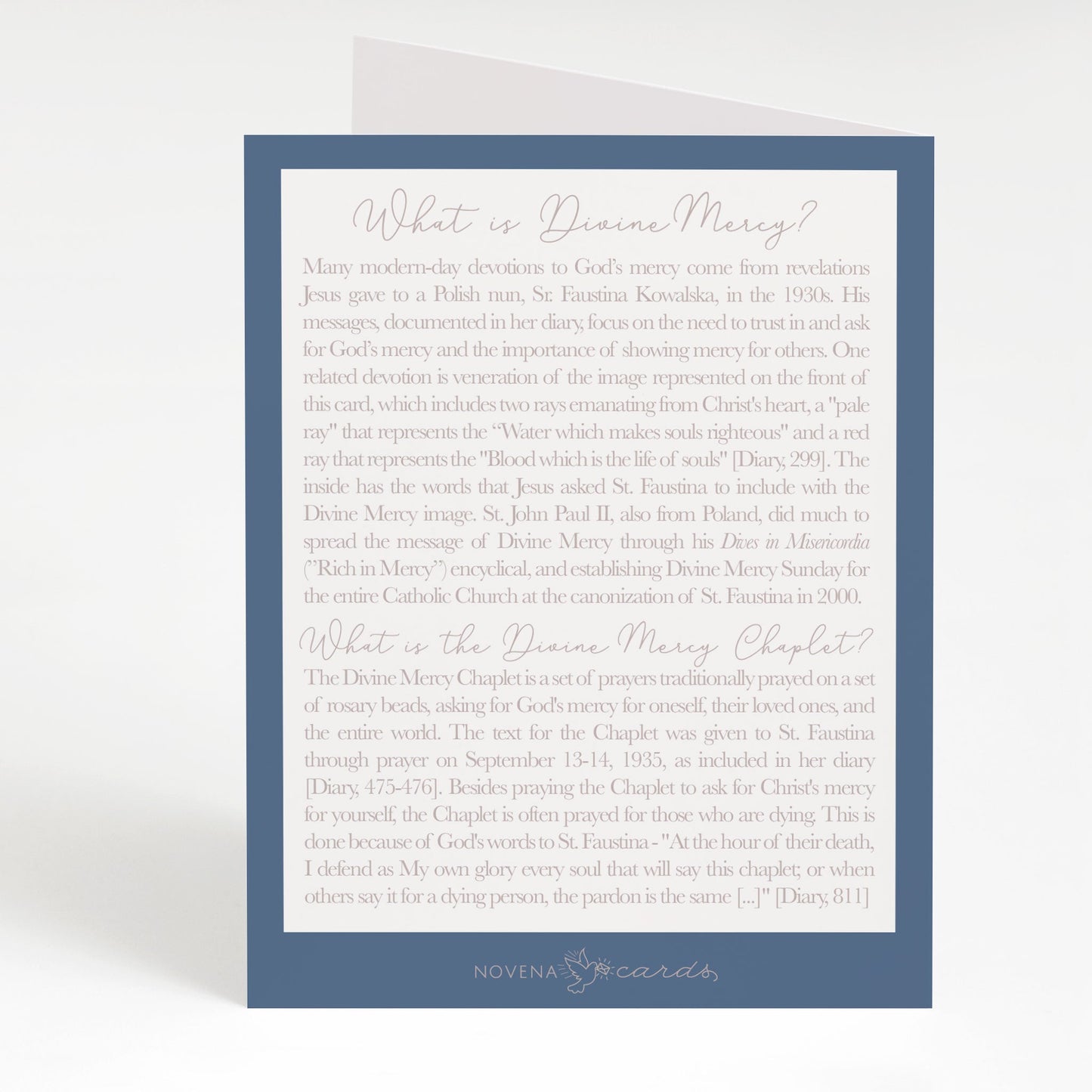 Divine Mercy Chaplet Card | Chaplet Arch Design | Navy Blue - Unique Catholic Gifts