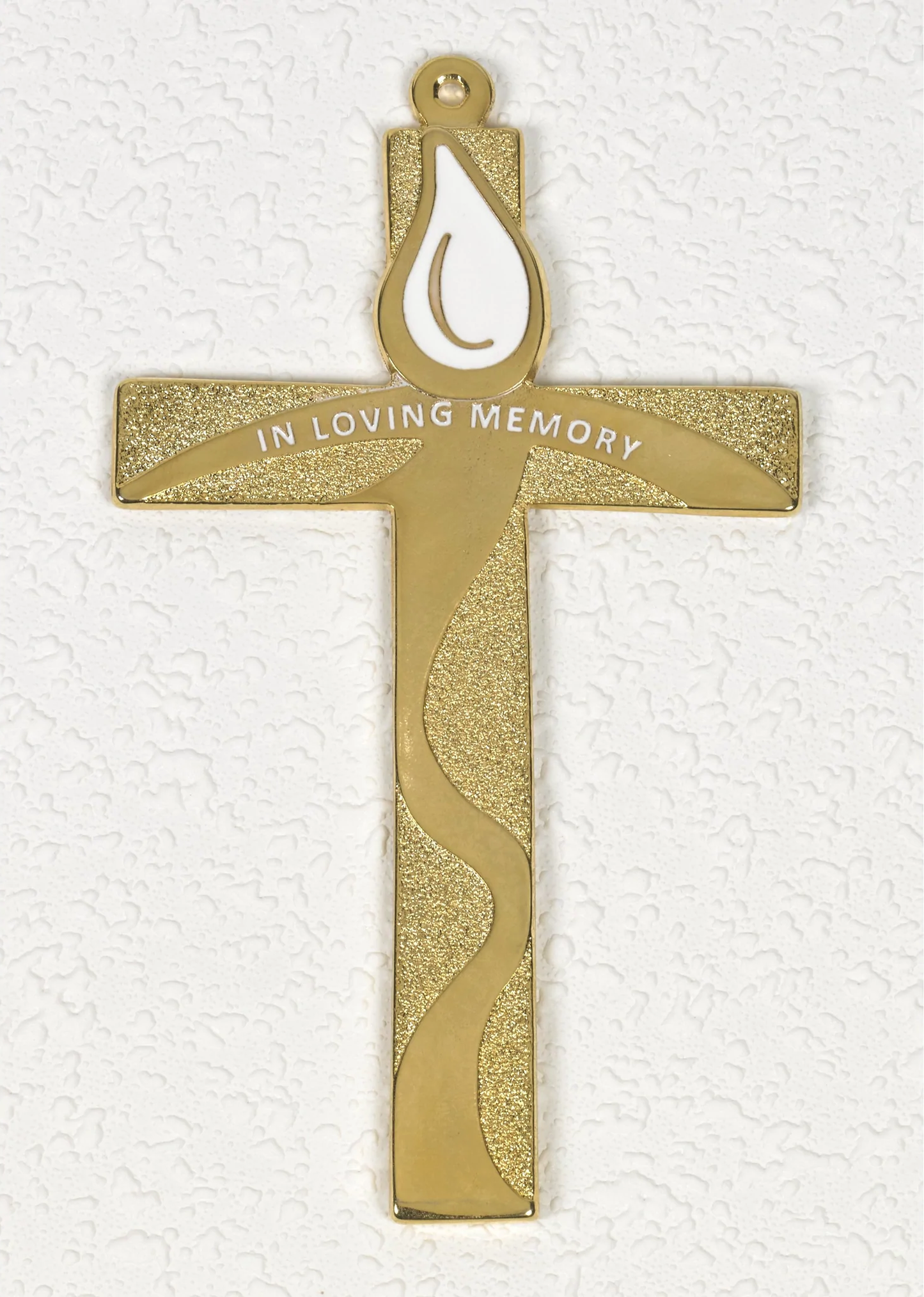 "In Loving Memory" Gold Tone Memorial Cross - 5-1/2 inch - Unique Catholic Gifts