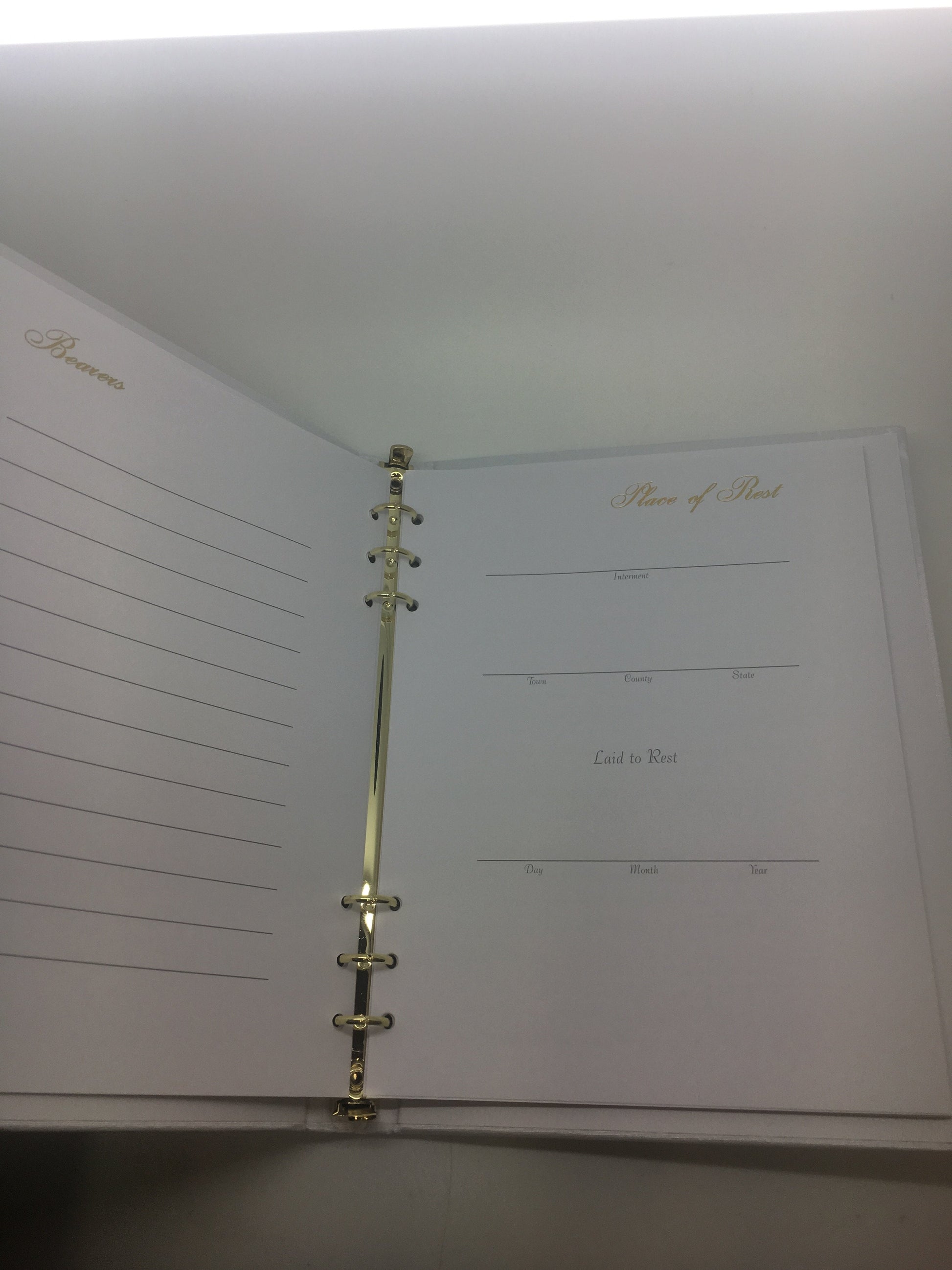 Funeral Memorial Registration Book White with Gold Cross - Unique Catholic Gifts