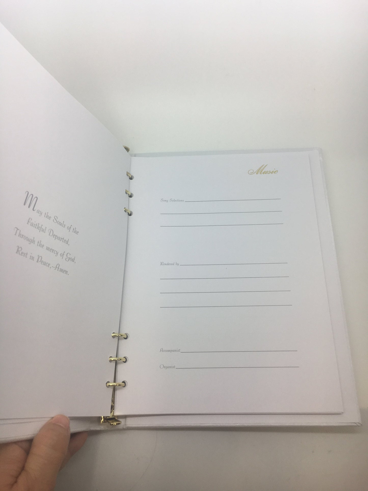 Funeral Memorial Registration Book White with Gold Cross - Unique Catholic Gifts