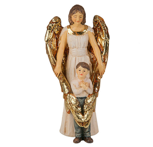 Guardian Angel with Boy Statue Hand Painted (4") - Unique Catholic Gifts