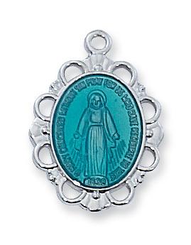 STERLING SILVER BLUE MIRACULOUS MEDAL CH&BX - Unique Catholic Gifts