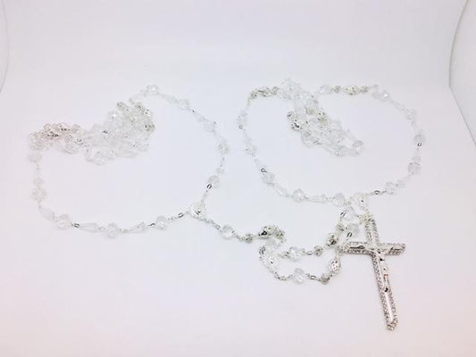 Wedding Lasso Clear Glass,Rhinestone Beads on a Silver Chain. - Unique Catholic Gifts