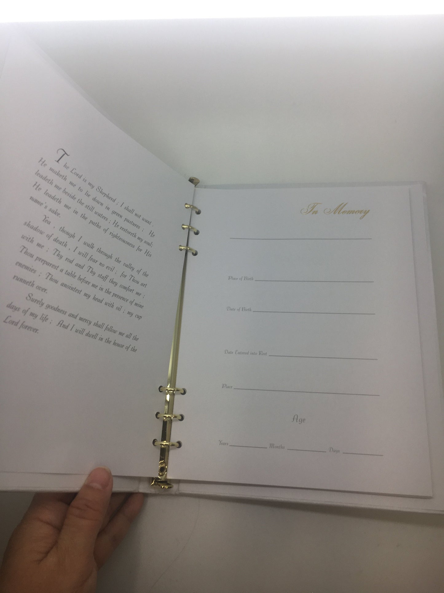 Funeral Memorial Registration Book White with Gold Cross - Unique Catholic Gifts