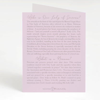 Our Lady of Sorrows Novena Card | Light Purple - Unique Catholic Gifts