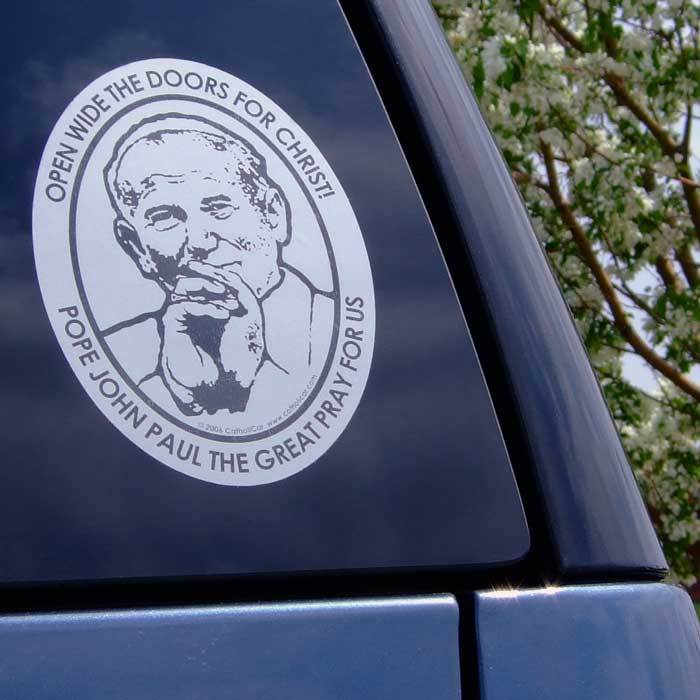 Pope John Paul the Great Transparent Car Decal - Unique Catholic Gifts