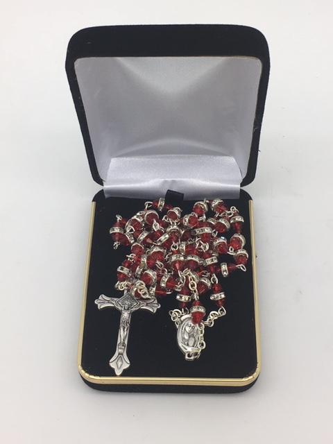 Red Rosary with Glass Rondelle Beads - Unique Catholic Gifts