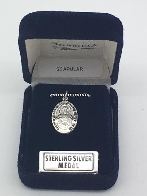 Sterling SilverSacred Heart of Jesus Scapular Medal (3/4") - Unique Catholic Gifts