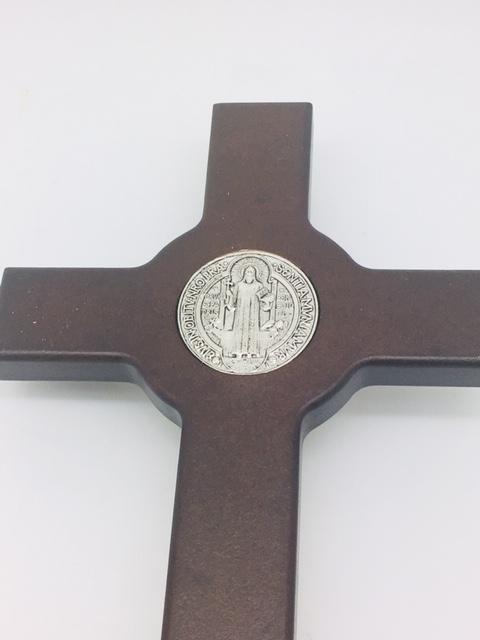 Wood St. Benedict Wall Crucifix (8") - Unique Catholic Gifts