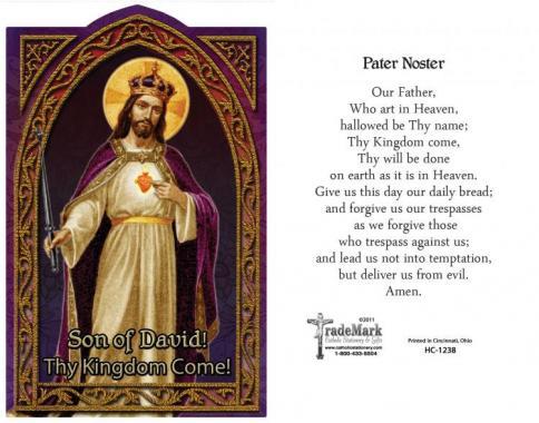 Pater Noster (Our Father) Holy Card (embossed) Christ the King - Unique Catholic Gifts