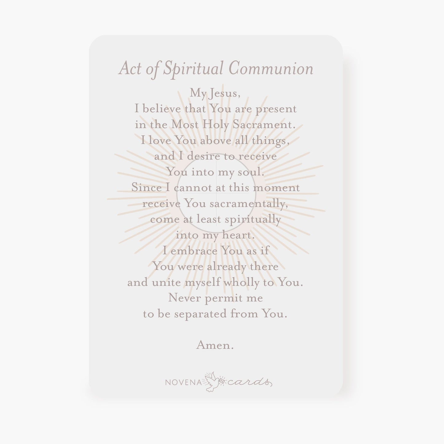 Spiritual Communion Prayer Card | Blessed Sacrament | Salmon - Unique Catholic Gifts