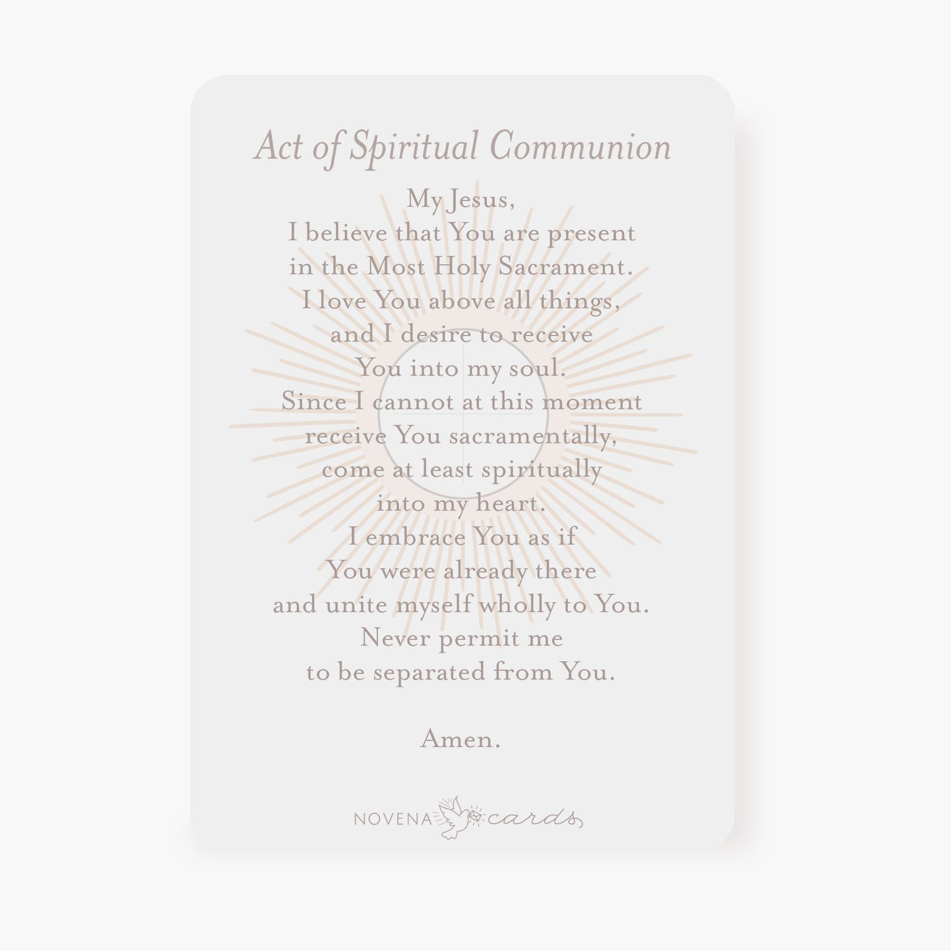 Spiritual Communion Prayer Card | Blessed Sacrament | Salmon - Unique Catholic Gifts