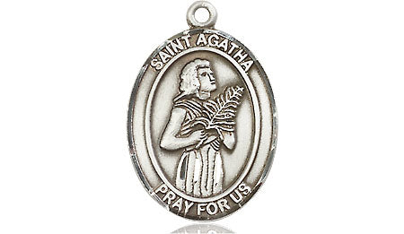 St Agatha Sterling Silver Medal (3/4") - Unique Catholic Gifts