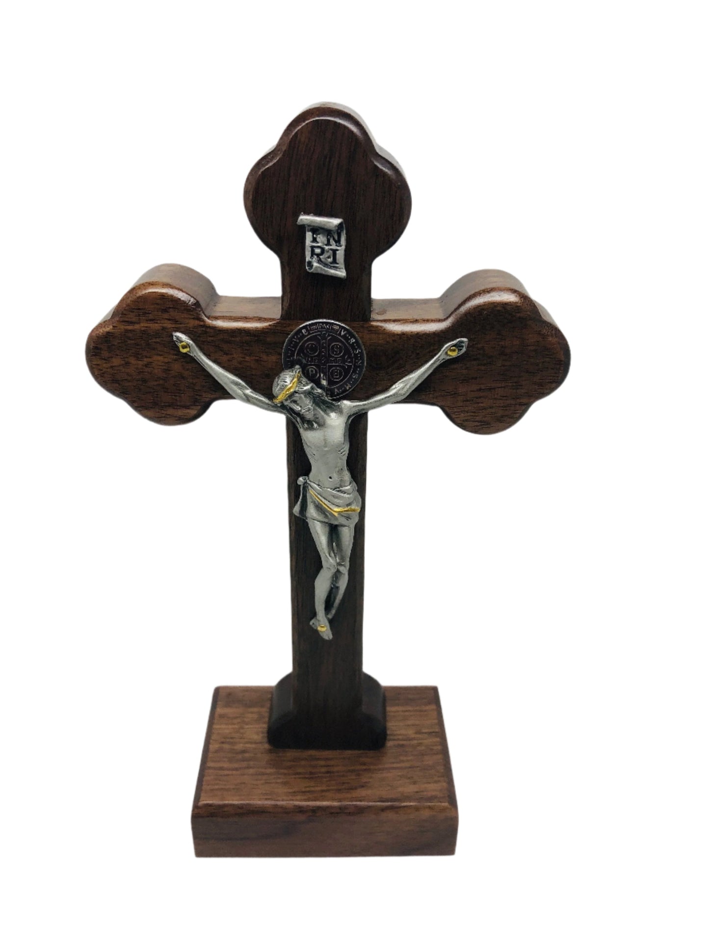 Saint Benedict Standing Crucifix 8" - Unique Catholic Gifts