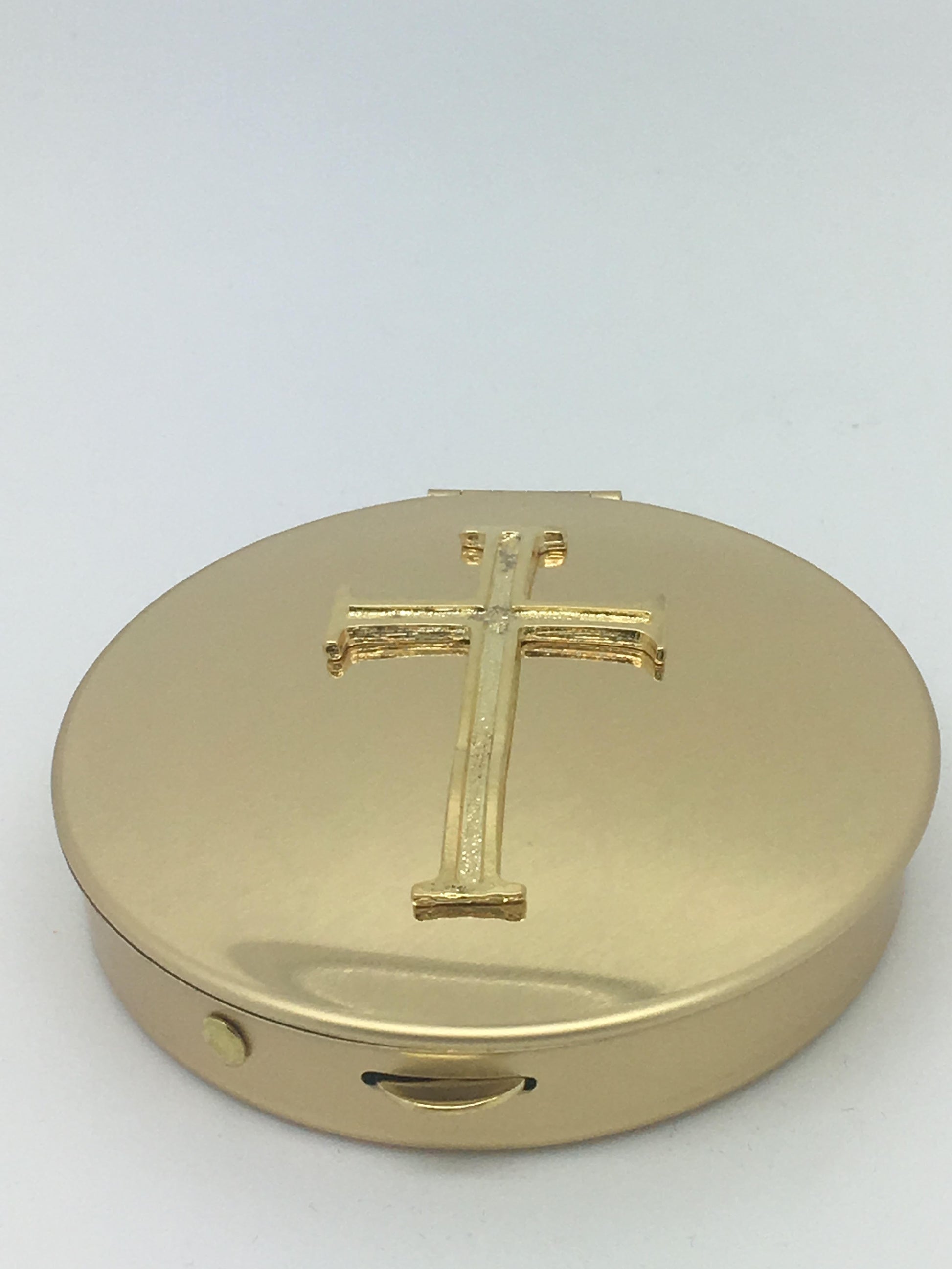 Gold-plated Pyx with Latin Cross Emblem - Unique Catholic Gifts