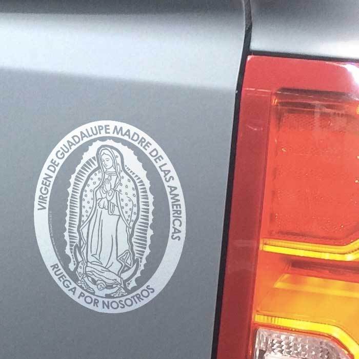 Virgen de Guadalupe Transparent Car Decal (4.25 × 5.75") - Unique Catholic Gifts